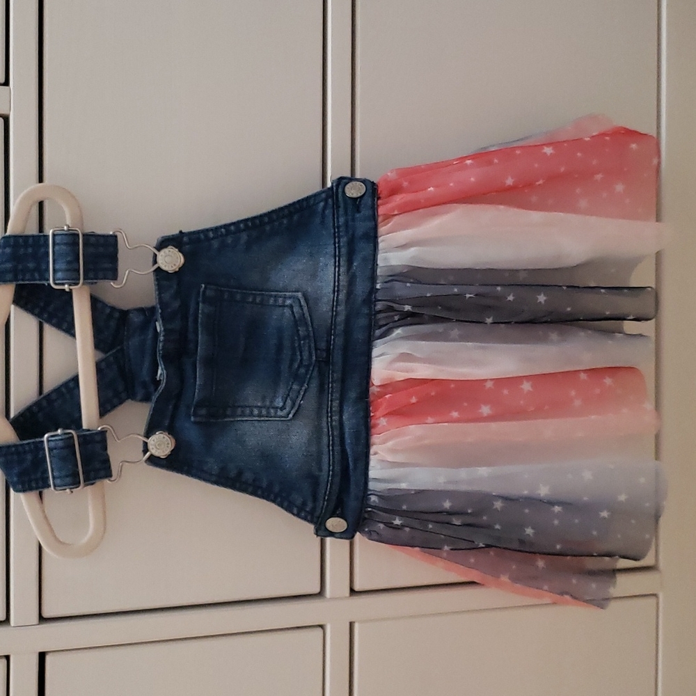Epic Threads denim and thulle overall dress. 2T.